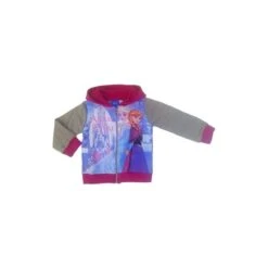 Felpa Maglia Maglietta Aperta Con Zip Bimba Bambina Disney Frozen Grigio 4A