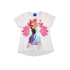 T-shirt Maglia Maglietta Cotone Elastico Bimba Bambina Disney Frozen Bianco 3A
