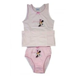 Completo Set 2pz Canotta E Slip Intimo Bimba Bambina Disney Minnie Rosa 8-9 Anni