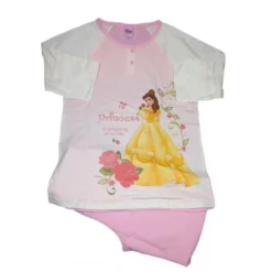 Pigiama Maglia Maglietta Pantalone Bimba Bambina Disney Principesse Bianco Rosa 10A