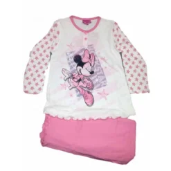 Pigiama Maglia Maglietta Pantalone Bimba Bambina Disney Minnie Bianco Rosa 7A