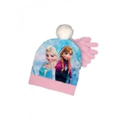 Disney Baby Set 2pz Cappello Cappellino Pon Pon Guanti Bimba Bambina Disney Frozen Rosa Tg 52