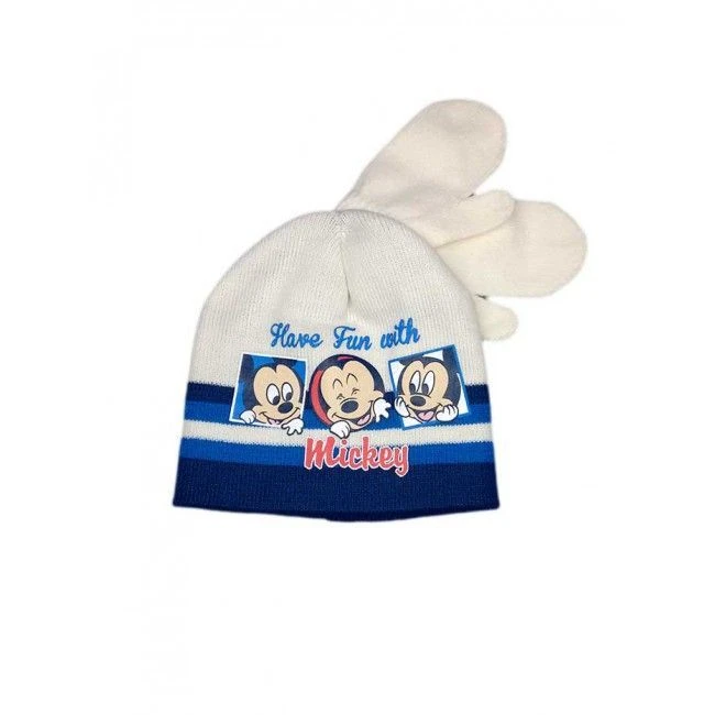 Set 2pz Cappello Cappellino Muffole Guanti Bimbo Bambino Disney Baby Mickey Panna Tg 50 1 Set 2pz Cappello Cappellino Muffole Guanti Bimbo Bambino Disney Baby Mickey Panna Tg 50