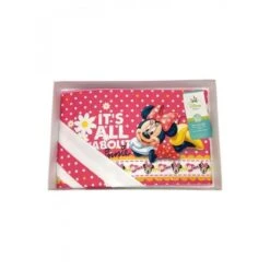 Completo 3pz Culla Lettino Bimba Neonato Lenzuolo Stampa Minnie Disney Baby Bianco Fucsia TU