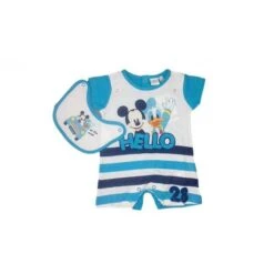 Pagliaccetto Tutina Bavetta Bimbo Neonato Disney Baby Mickey Mouse Azzurro 3 - 6 Mesi