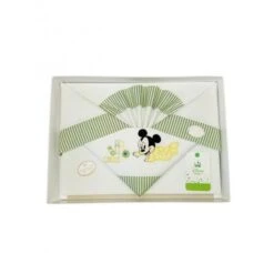 Completo Culla Lettino Bimbo Neonato Lenzuolo Stampa Mickey Disney Baby Bianco Verde TU