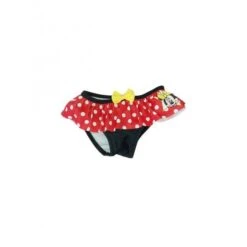 Costumino Costume Da Bagno Slip Parigamba Bimba Bambina Disney Minnie Rosso Nero 18 M