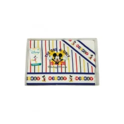 Completo 3pezzi Culla Carrozzina Bimbo Neonato Lenzuolo Stampa Mickey Disney Baby Bianco Blu TU