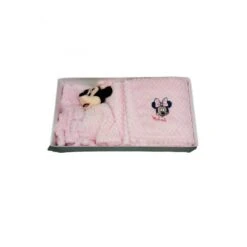 Set 2pz Confezione Regalo Copertina Coperta Culla Carrozzina Con Dou Dou Bimba Neonato Disney Baby Minnie Rosa TU