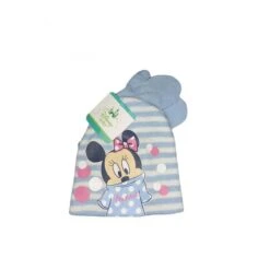 Set 2pz Cappello Cappellino Muffole Guanti Bimba Bambina Disney Baby Minnie Cielo Tg 48