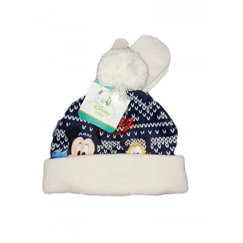 Set 2pz Cappello Cappellino Muffole Guanti Bimbo Bambino Disney Baby Mickey Panna Tg 48 1 Set 2pz Cappello Cappellino Muffole Guanti Bimbo Bambino Disney Baby Mickey Panna Tg 48