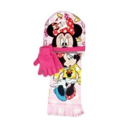 Set 3pezzi Cappello Cappellino Sciarpa Guanti Bimba Disney Baby Minnie Rosa Fucsia Tg 54