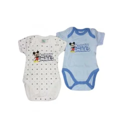 Bi-pack Body Bodino Bimbo Neonato Mezza Manica Disney Baby Mickey 6 M