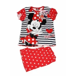 Pigiama Maglia Maglietta Pantaloncino Bimba Bambina Disney Minnie Mouse Rosso 5A