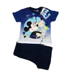 Pigiama Maglia Maglietta Pantaloncino Bimbo Neonato Disney Mickey Mouse Blu 24 M