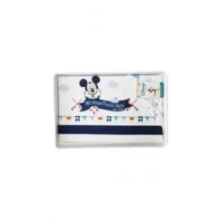 Completo 3pz Culla Carrozzina Bimbo Neonato Lenzuolo Stampa Mickey Disney Baby Bianco Blu TU